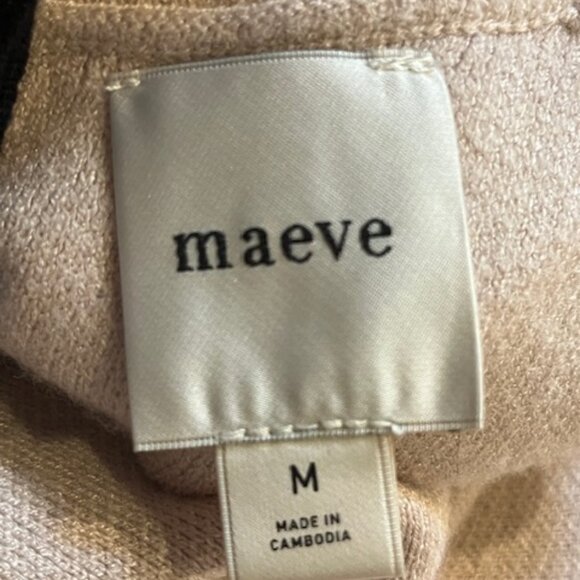 Anthropologie Annalise Mock-Neck Mini Sweater Dress by Maeve Creme/Black Medium - Picture 5 of 14